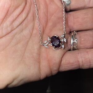 Silver and Purple Gemstone Necklace